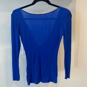 Free People Deep V-Back Long Sleeve Ribbed Knit Top